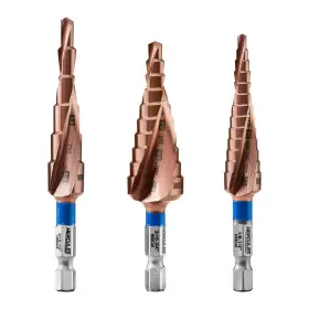 70760 Hercules 1/8 Inch To 3/4 Cobalt Step Three Drill Bits- 13 6 And 10 - Steps