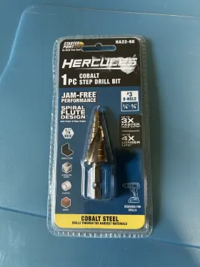 Hercules Ha22-67 Cobalt Step Drill Bit Spiral Flute Design Ha22-60 1/4 Inch -3/4 Hex