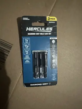 Ha29-dg-3 Hercules 3 Piece Diamond Grit Hole Saw Set 1/4 Inch 5/16 And 3/8 W Hex