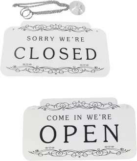 Heoc1826 Hesin Open And Closed Business Sign Double Sided Reversible White