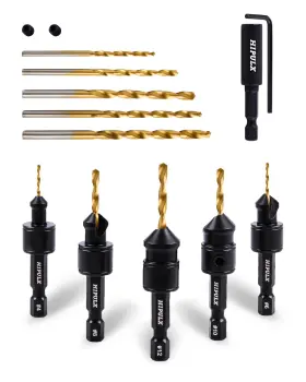 402162a-12pcs-hp-tp-us Hipulx Countersink Drill Bit Set For Wood - 14 Pcs Counter Sink Bits Adjustabl