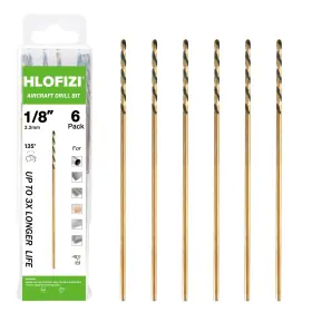 3flat18x6p6bg2 Hlofizi 1/8 Inch X 6 Extra Long Drill Bit Pack Aircraft Extension Bits M2 Hig