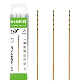 3flat18x8p3bg2 Hlofizi 1/8 X 8 Inch Extra Long Drill Bits 3 Pack Aircraft In