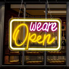 Neon-01 Hoomdycm We Are Open Neon Sign 16 X 9.4 In Led Tricolor Colorful