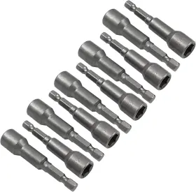 Hordion 744110798821 10pcs 3/8 Inch Nut Driver Set Magnetic Extension Socket Drill Bit Holde