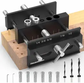 P723314150345 Housolution Dowel Jig 6 Inch Extra Length Self Centering Kit With Drill Black