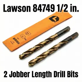 84749 Hss Lawson 1/2 Inch X 6 Jobber Length Drill Bit Gold Finish Lot Of 2 New