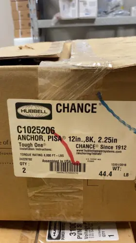 C1025206 Hubbell 12 Inch Anchor Box Of 2