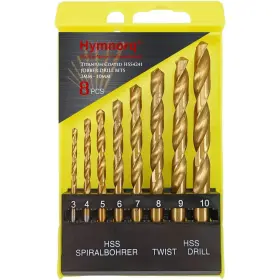 Hymnorq 666389305114 3 To 10mm Metric Titanium Coated Hss Twist Drill Bit Set Of 8pcs Woo