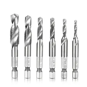 6pc-ctdb-hss Hymnorq 6-piece Metric Combination Drill And Tap Bit Set Hss M3-m10 1/4 Inch Hex Shank