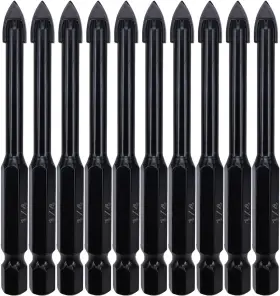 Yg6x Hymnorq 738627664397 1/4 Inch Glass And Tile Drill Bit 10pc Set Tungsten Carbide Tipped Spear C