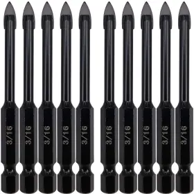 Yg6x Hymnorq 755205246974 3/16 Inch Glass And Tile Drill Bit 10pc Set Tungsten Carbide Ti