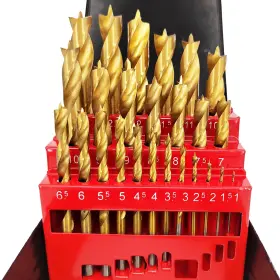 Point-25 Hymnorq Brad Point Wood Drill Bits 25pc Set Metric Size 1mm-13mm By 0.5mm Inch