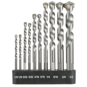 Au15127n Hyper Tough 10-piece Masonry Drill Bit Set For Concrete Brick Block Carbide Tip
