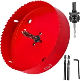 Hyshier 738626054427 6-3/8 Inch Hole Saw With Heavy Duty Arbor For Can Light Recessed 1-1/2