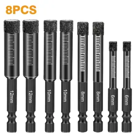 Ibrookauction 600609688465 8x Dry Diamond Drill Bit Hole Saw Set For Granite Marble Porcelain Tile Ceramic