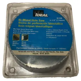 36-556 Ideal Tools 4-1/2 Inch Bi-metal Hole Saw Drill Bit 1-7/8 Deep