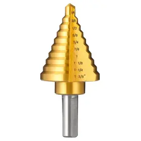 Ironant 711181285390 Titanium Step Drill Bit 1/4 Inch To 1-3/8 For Metal 10 Sizes Hss Dr