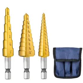 Irt3 Ironant 3pcs Step Drill Bit Set Hss Titanium Bits For Metal 28 Sizes Steppe