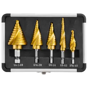Irt5-s Ironant Drill Bits 5pcs Spiral Grooved Hss Titanium Step Bit Set 50 Sizes High Speed