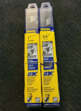 Irwin 024721424129 2 - 1 Inch And 3/4 Ship Auger Drill Bits K7