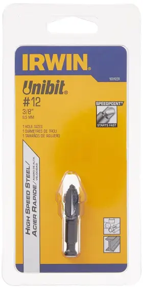 10312zr Irwin 038548103129 Tools - Unibit #12 3/8-inch Step-drill Bit 1/4-inch Shank