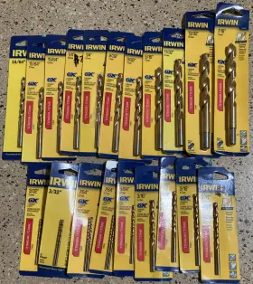 Irwin 042526904790 Lot 20 Titanium High Speed Steel Drill Bits 3/32 Inch -7/16 1/4 3/16 15/64