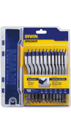 1891775 Irwin 042526926754 Speedbor Steel 12pc. Wood Spade Bit Set