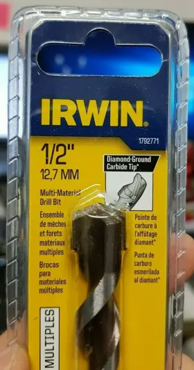 1792771 Irwin Drill Bit 1/2 Inch X 4 - 5 Carbide Tip Multi-material 2 Pack Tf