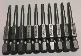 1838510 Irwin 10pc 1/4 Inch Hex 2 T-10 Torx Driver Bits Quick Release