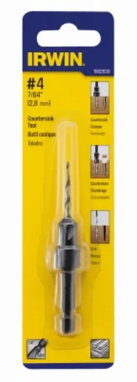 1882630 Irwin #4 Countersink Wood Drill Bit Tapered 1/4- Inch Quick-change Shank -