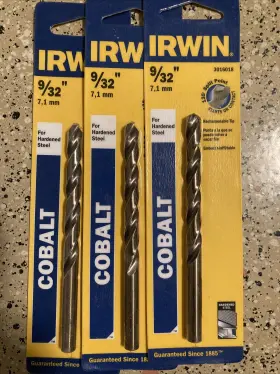 3016018 Irwin Lot Of 3 Packs 9/32 Inch Cobalt Split Point Drill Bit - Model