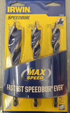 Irwin 3041003 Max Speedbor Tri-flute Drill Bit Set 3 Sizes Brand New