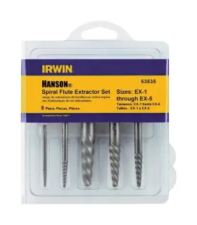 53535 Irwin Hanson Spiral Screw Extractor Set Ex-1 Thru Ex-5 5 Piece #53535 New
