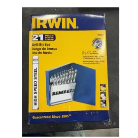 60221 Irwin 21 Piece High Speed Steel Drill Bit Set For Wood Plastic