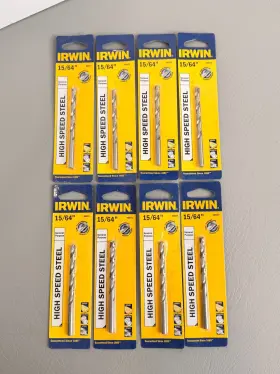 60515 Irwin Lot Of 8 General Purpose High Speed Drill Bits 15/64 Inch New
