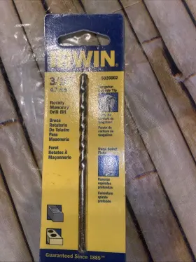 61112 Irwin 3/16 Inch Rotary Masonry Drill Bit Tungsten Carbide Lot Of 1-3-3/4 Free Ship