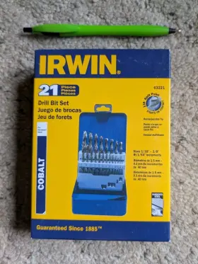 63221 Irwin 21pc. Jobber Length Cobalt Drill Bit Set-next Day Shipping...new