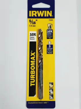 73320 Irwin 5/16 Inch Turbomax Hss Fractional Straight Shank Drill Bit