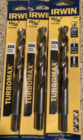 73630 Irwin #73630 15/32 Inch Turbomax Drill Bit Lot Of 3 Pack Combine Shipping Available