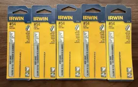 81154 Irwin 5 Pack Industrial Tool #54 0.055 Inch Length Wire Gauge Drill Bit
