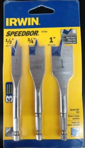 87950 Irwin Speedbor 3pc Blue Groove Spade Bit Set