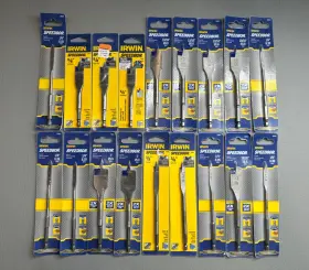 88804 Irwin Lot Of 18 Speedbor Woodboring Spade Drill Bits 3/8 Inch To 13/16 New