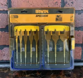Irwin Tools 024721063595 8-pcs 3/8 Inch - 1 1/2 Blue-groove Hex Shank Speedbor Spade Bit Set Sealed