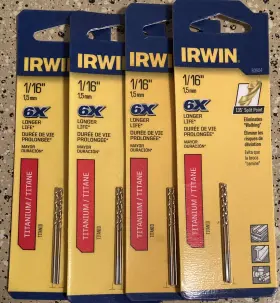63904 Irwin Tools Lot 4 2pk 8 Total High Speed Titanium 1/16 Inch X 1-7/8 Drill Bit