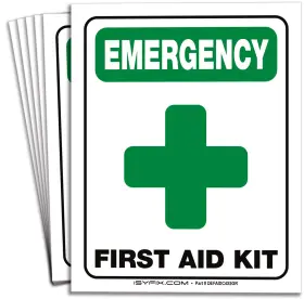 Defaidc4x5gr Isyfix Emergency First Aid Kit Signs Stickers For Medium Green And White