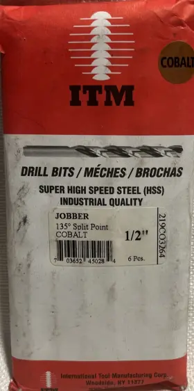 Cts-3164 Itm 6 Pcs - 1/2 Inch Cobalt 135 Split Point Drill Bit Tool Super High Speed