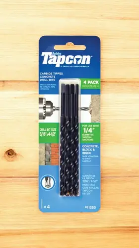11250 Itw Brands Tapcon 3/16 Inch S X 4-1/2 L Carbide Tipped Concrete Drill Bit Set 4 Pk