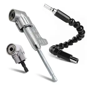 Jamiikury 792119476233 Silver 105 Degree Right Angle Drill Bit Holder 1/4 Hex Shank Driver Exten