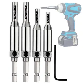 Ja-122674 Japard Self Centering Drill Bit Set For Hinges 4 Pcs 1/4 Hex Shank With 5/64 7/64 9/64